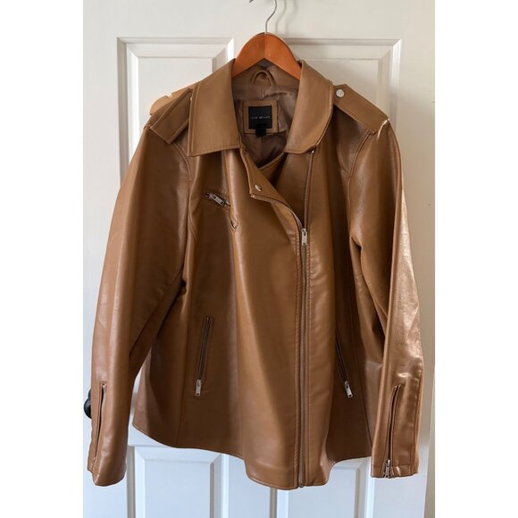 Lane Bryant Jackets & Blazers - Lane Bryant Faux Leather Moto Jacket 22/24 Camel